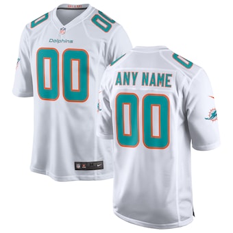 mens nike white miami dolphins custom game jersey